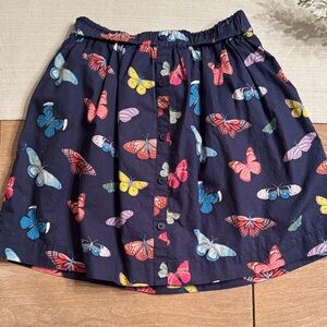 Mini Boden Navy Skirt with Colorful Butterflies